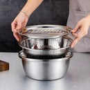 Stainless Steel 3 in 1 Strainer, Grater, Salad Maker Bowl