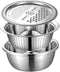 Stainless Steel 3 in 1 Strainer, Grater, Salad Maker Bowl